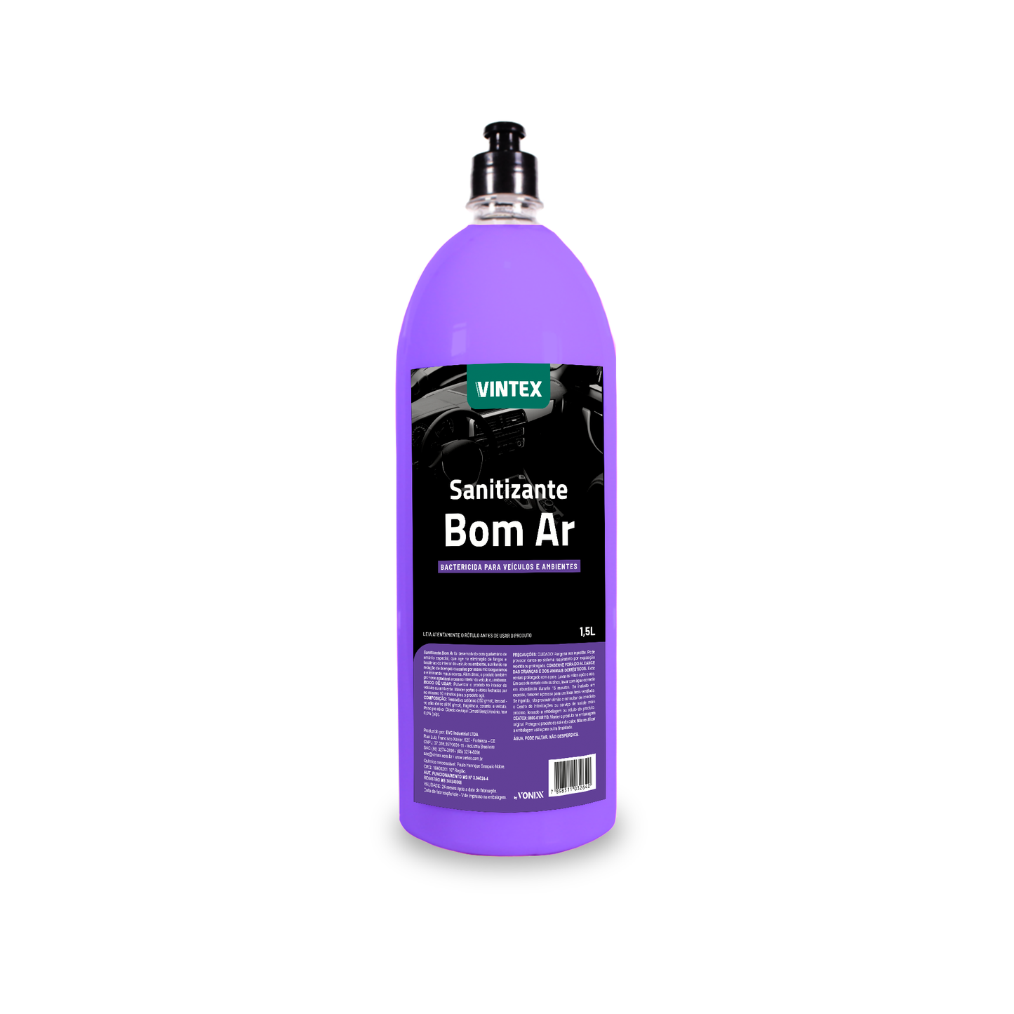 Vintex Sanitizante Bom Ar 1,5 L – Sanitizante Aromatizante 2 en 1 para Vehículos y Ambientes