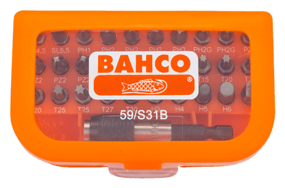 Bahco 59/S31B Juego de puntas de 1/4" para tornillos ranurados/Phillips/Pozidriv/TORX®/hexagonales: 31 piezas