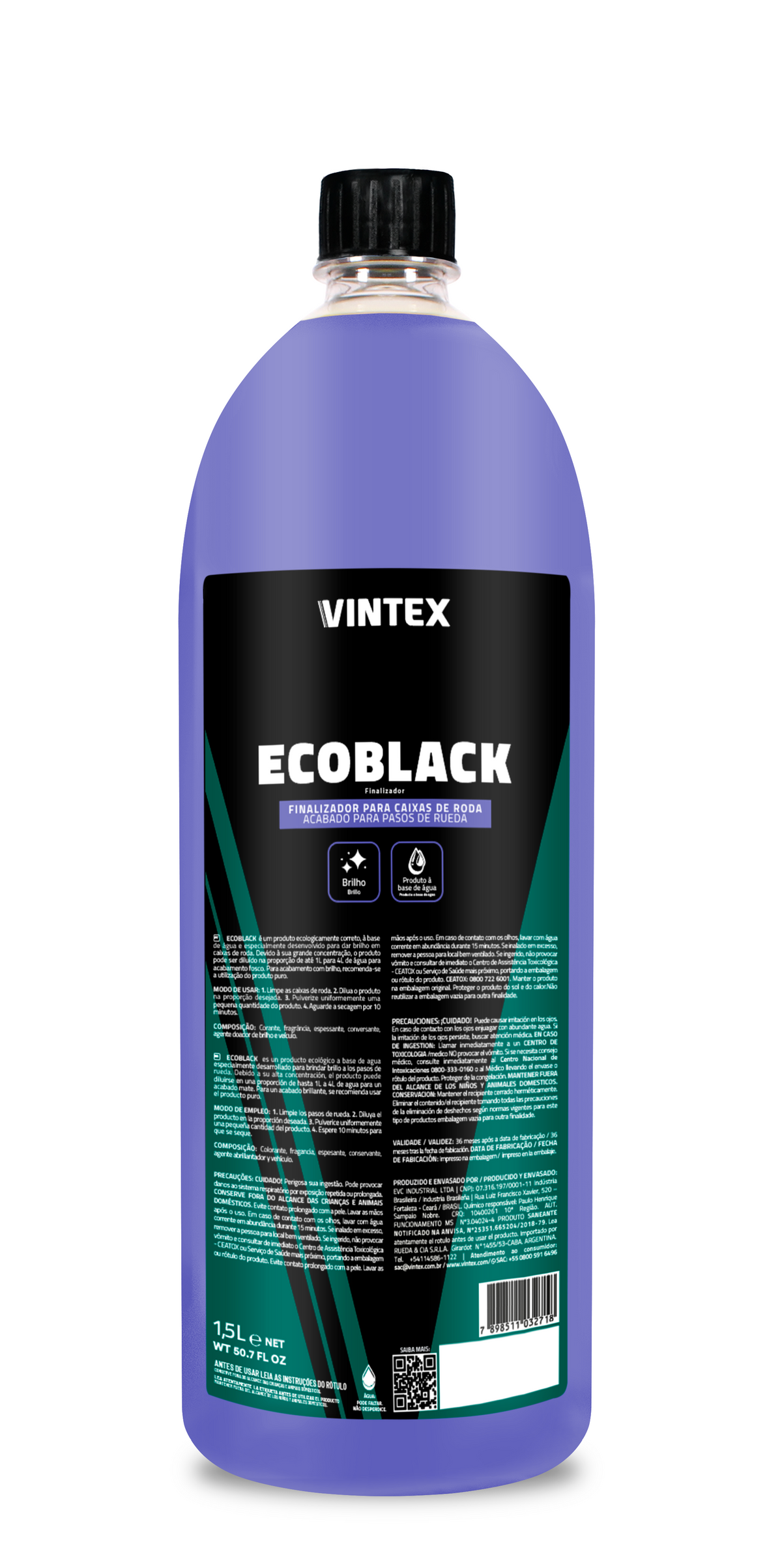 Vintex EcoBlack 1,5 L – Finalizador para Plásticos y Pasos de Rueda