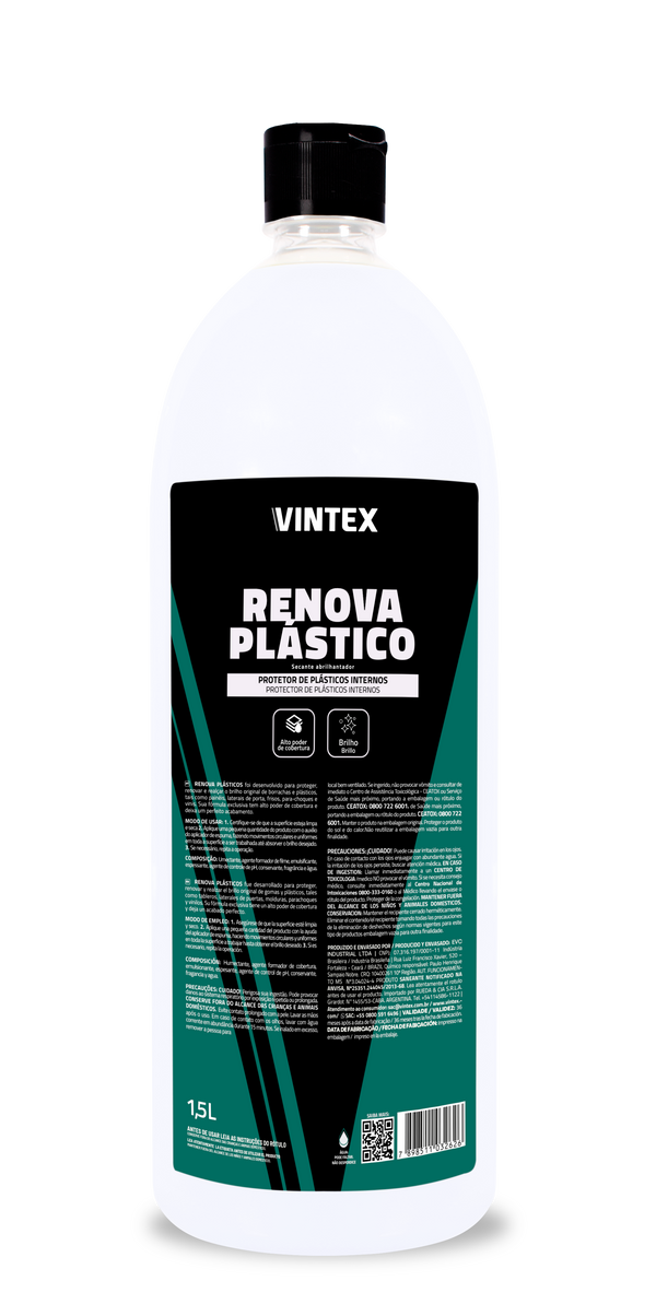 Vintex Renova Plásticos 1,5 L – Renovador y Protector de Plásticos Interiores