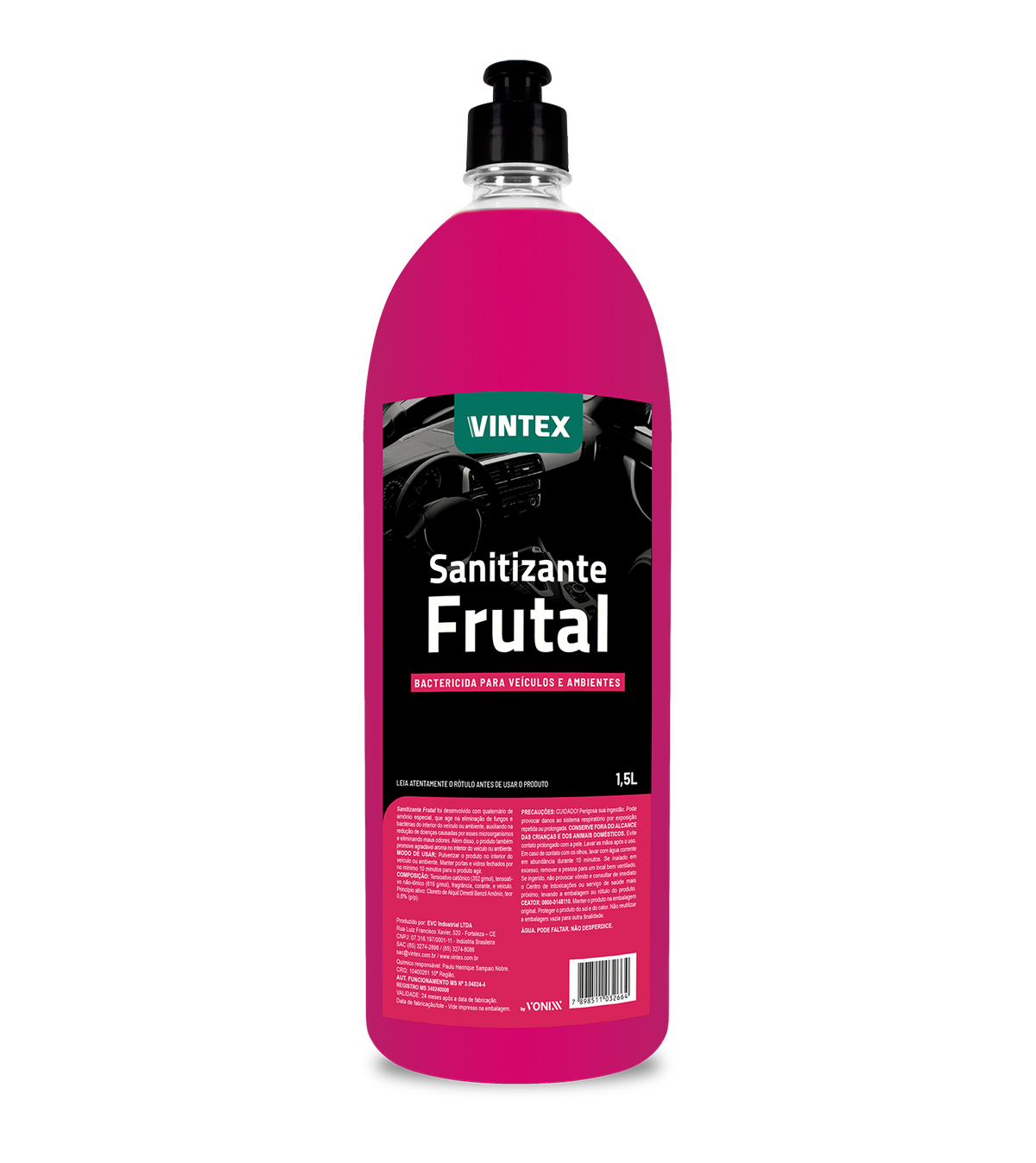 Vintex Sanitizante Frutal 1.5 L – Sanitizante y Aromatizante Automotriz Aroma Frutal