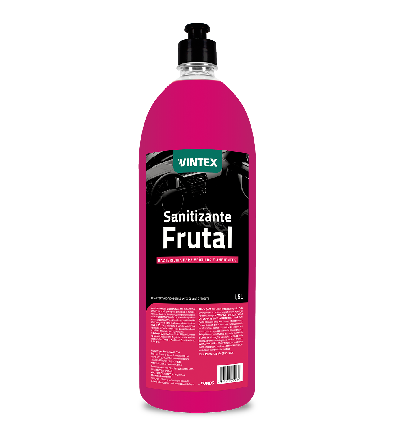 Vintex Sanitizante Frutal 1.5 L – Sanitizante y Aromatizante Automotriz Aroma Frutal